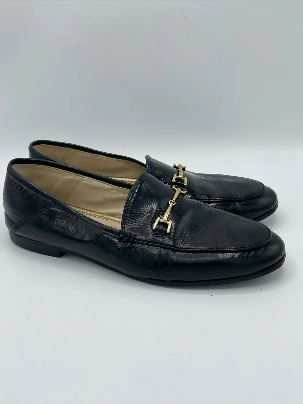 Sam Edelman Loraine Black Leather Horsebit Loafers.